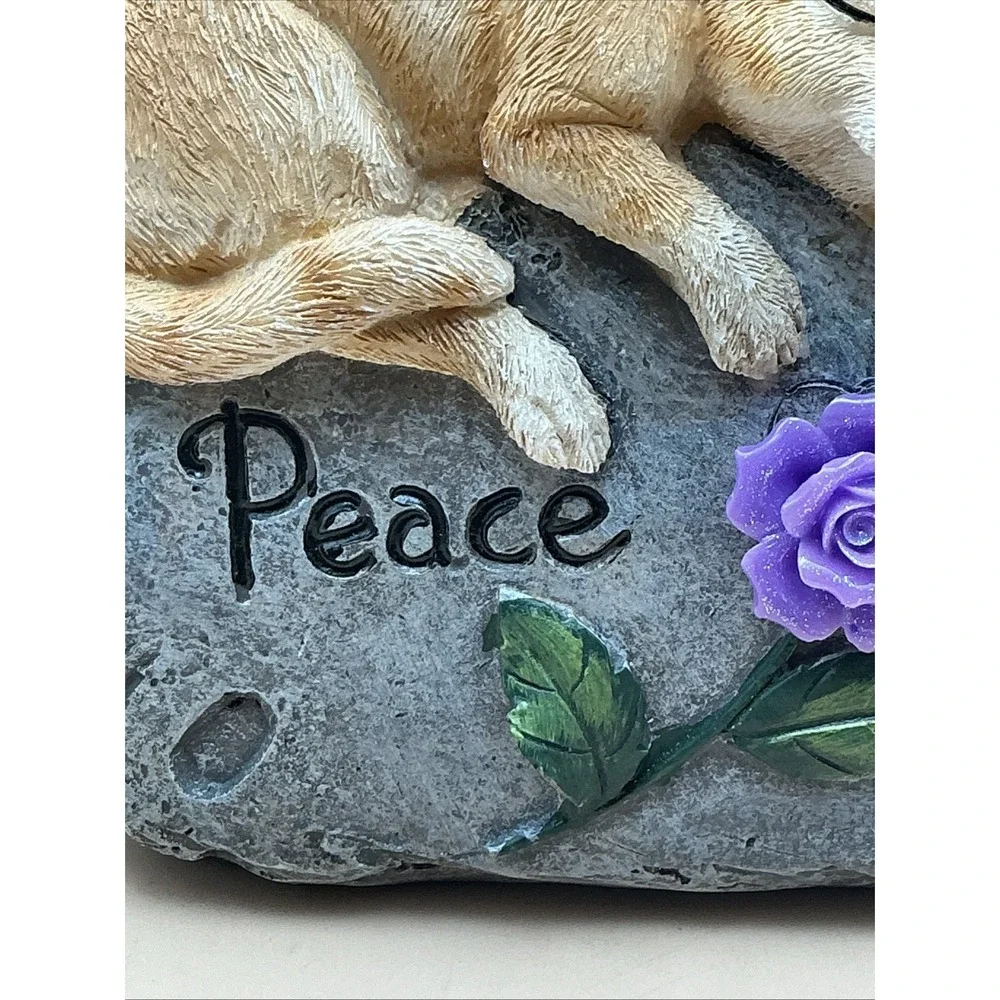 Cat Angel Memorial Statue Sleeping Orange Tabby Peace Garden Figurine Stone